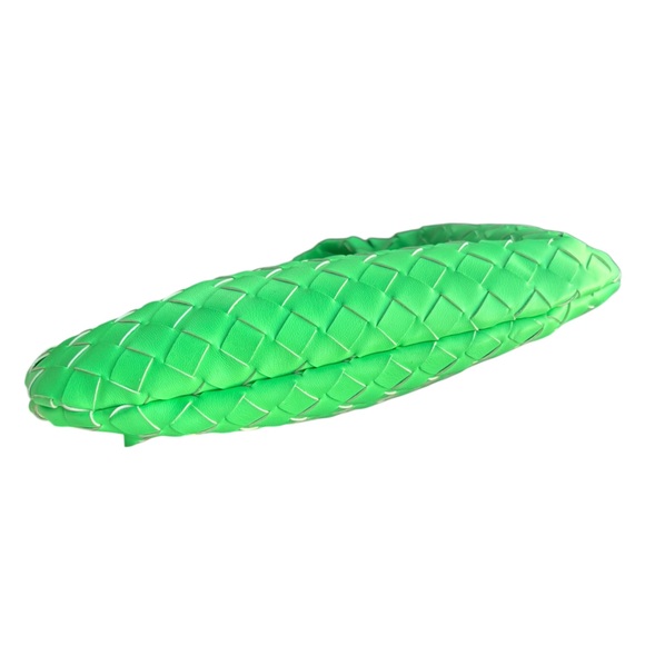 Women Knotted Woven Handbag Small Size Neon Green Zipper Top - Excellent Cond! - Picture 4 of 4